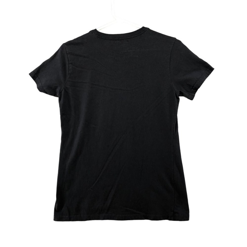 Adidas Black‎ T Shirt Womens S Short Sleeve Crewneck White Logo Cotton - Picture 2 of 8